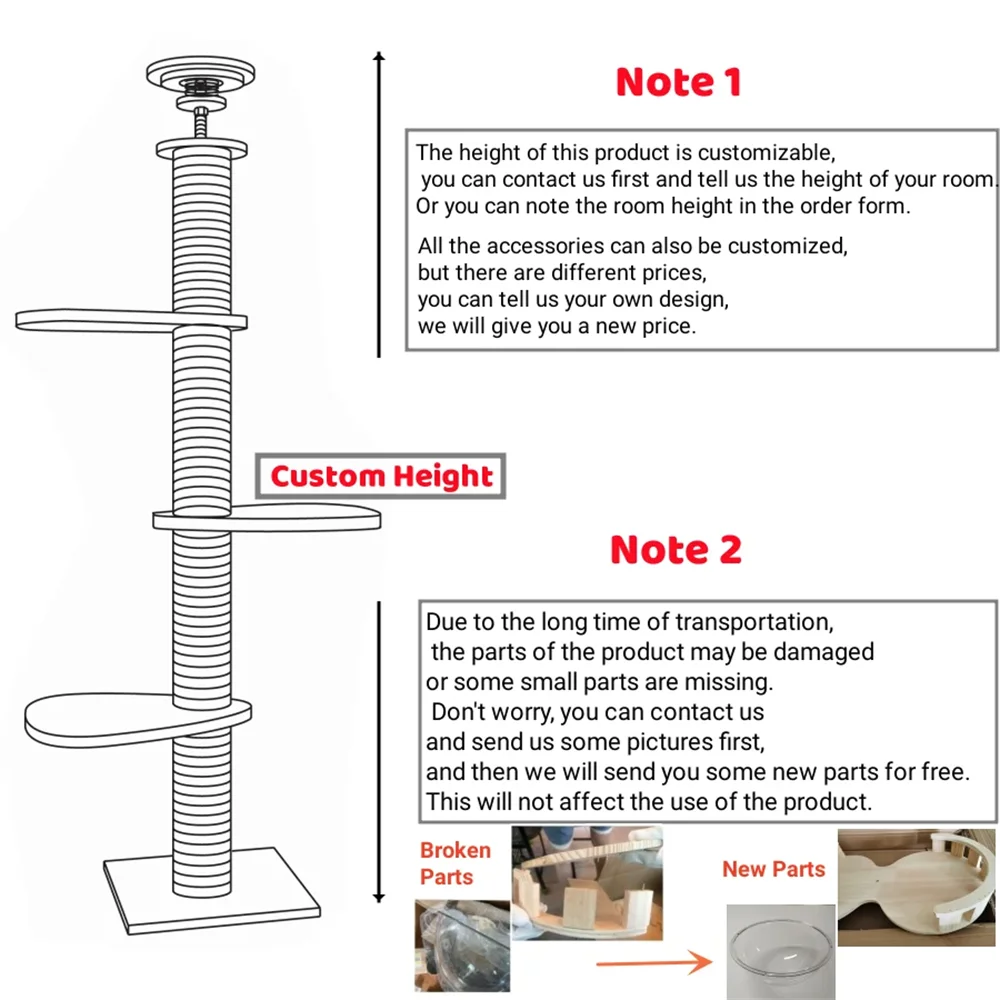 Adjustable Cat Tree House Cat Tower Floor to Ceiling Cats Multi-Level Condo With Scratching Post Hammock Pet Cat Pet Products