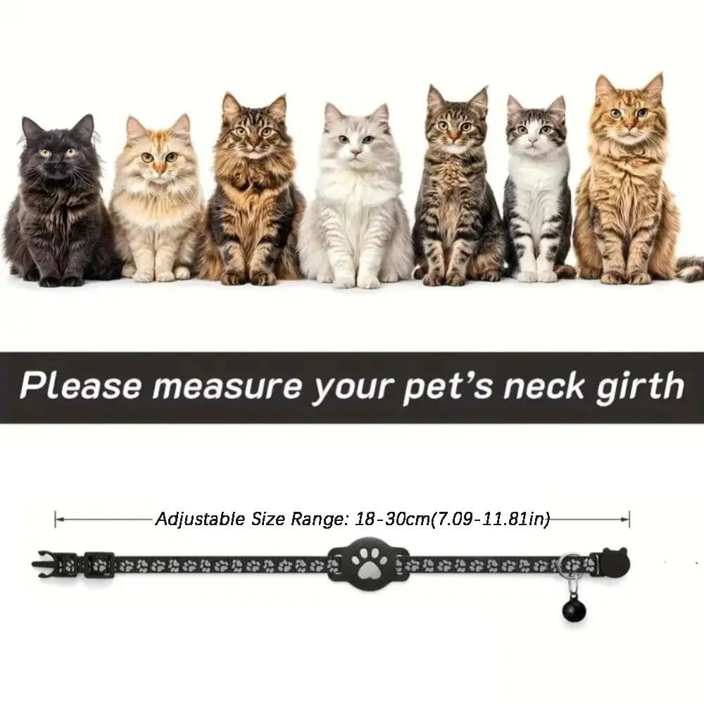 Safety Buckle Cat Collar Adjustable Waterproof For Airtag Collar Anti-Lost Reflective Strips Pet Tracking Collar For Air tag