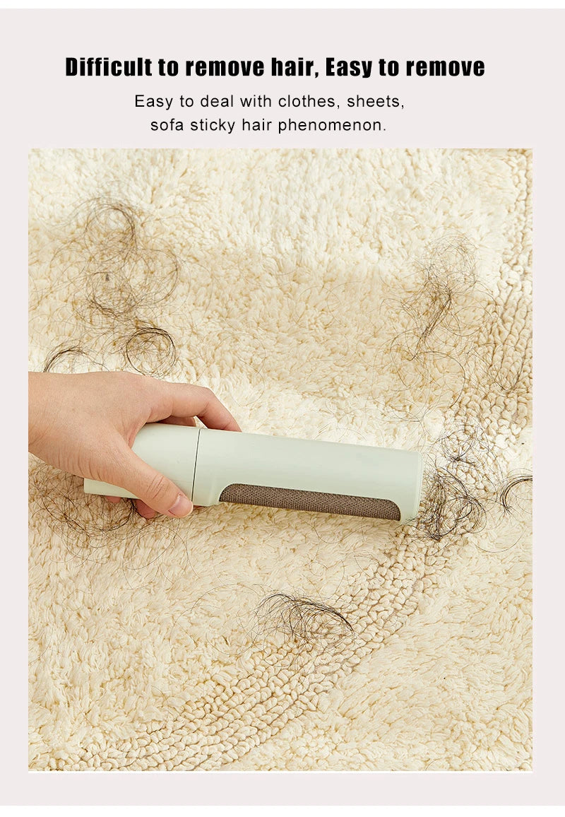 2-1 Reusable Pet Hair Remover Brush Lint Roller Self Cleaning Cat Dog Fur Hair Dust Removal Brush for Clothes Portable Effective
