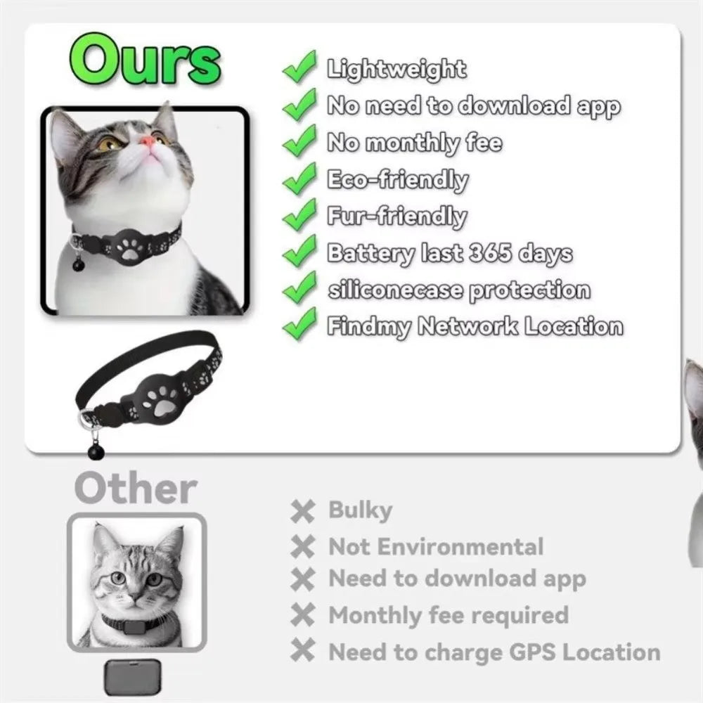 Safety Buckle Cat Collar Adjustable Waterproof For Airtag Collar Anti-Lost Reflective Strips Pet Tracking Collar For Air tag