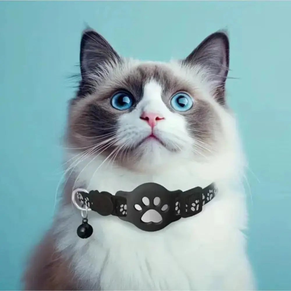 Safety Buckle Cat Collar Adjustable Waterproof For Airtag Collar Anti-Lost Reflective Strips Pet Tracking Collar For Air tag